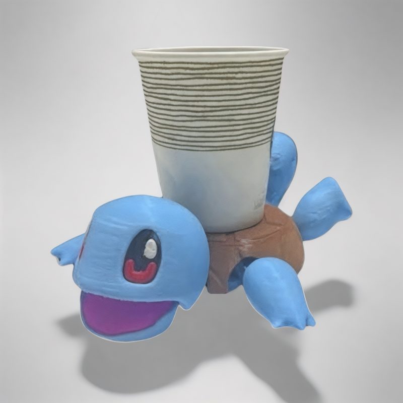 Mavi Kaplumbağa Squirtle Şeklinde 3D Bardak Altlığı | Eğlenceli Dekoratif Bardaklık - Görsel 3