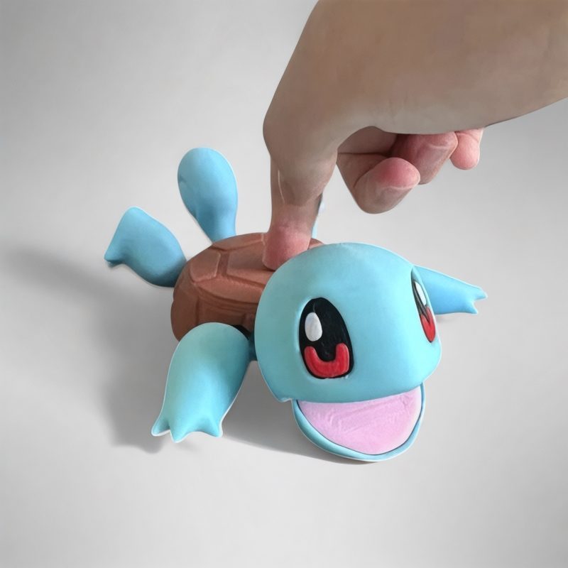 Mavi Kaplumbağa Squirtle Şeklinde 3D Bardak Altlığı | Eğlenceli Dekoratif Bardaklık